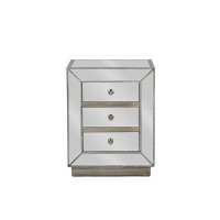 Baxton Studio RS2102 Currin Contemporary Mirrored 3-Drawer Nightstand